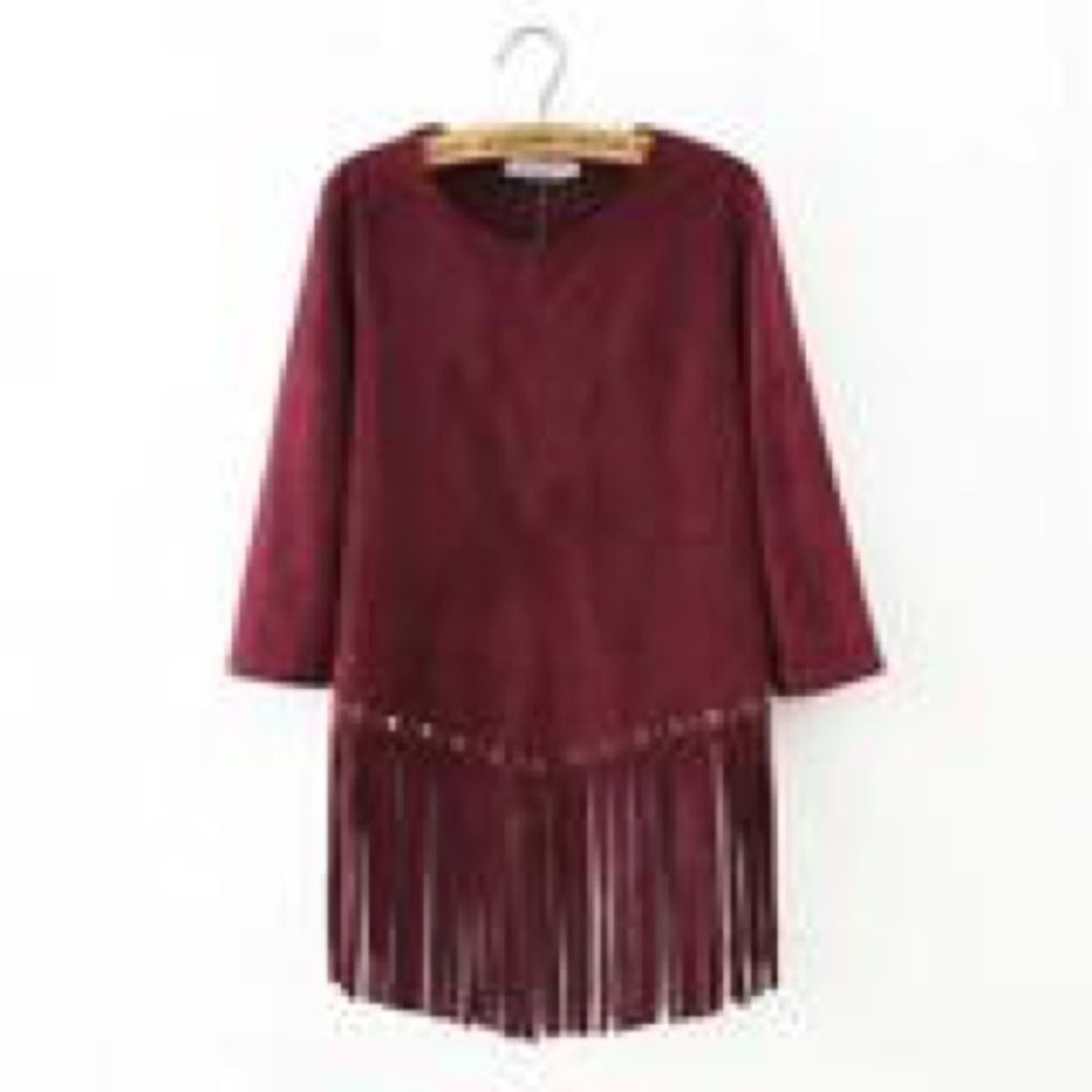 Burgundy fringe top